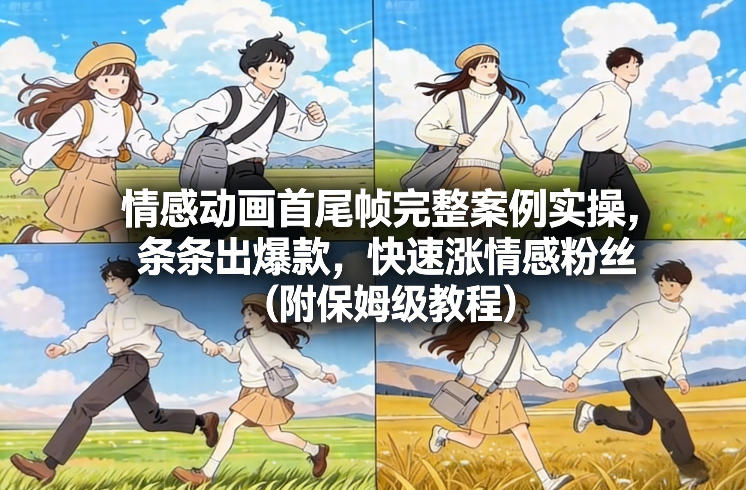 情感动画首尾帧完整案例实操，条条出爆款，快速涨情感粉丝（附保姆级教程）-齐力副业