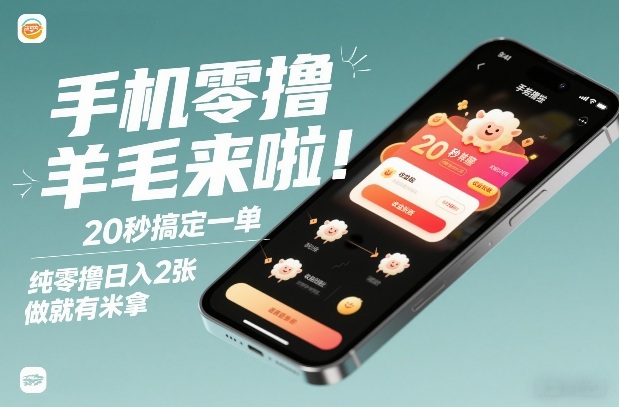 手机零撸薅羊毛来啦！20秒搞定一单，纯零撸日入2张，做就有米拿【揭秘】-齐力副业