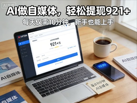 每天花费10分钟，头条号收益921+，用AI做自媒并不难【附视频教程】-齐力副业