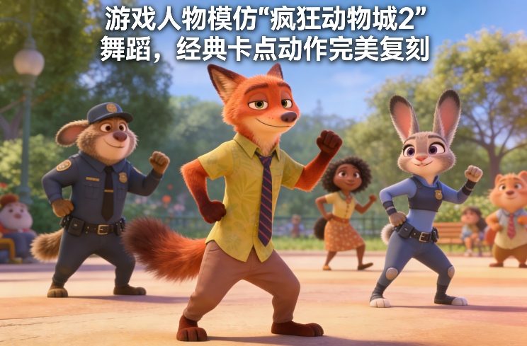 游戏人物模仿“疯狂动物城2”舞蹈，经典卡点动作完美复刻-齐力副业