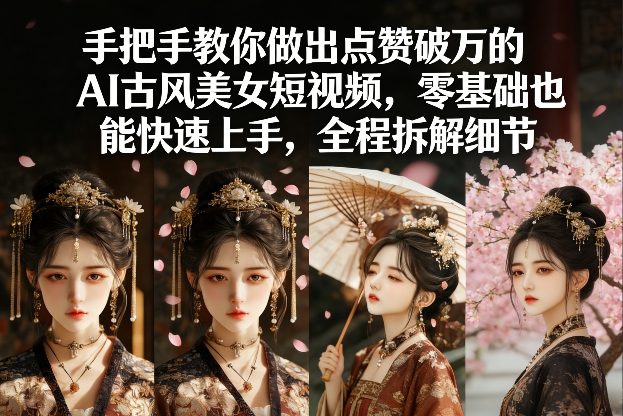 手把手教你做出点赞破万的AI古风美女短视频,零基础也能快速上手,全程拆解细节-齐力副业