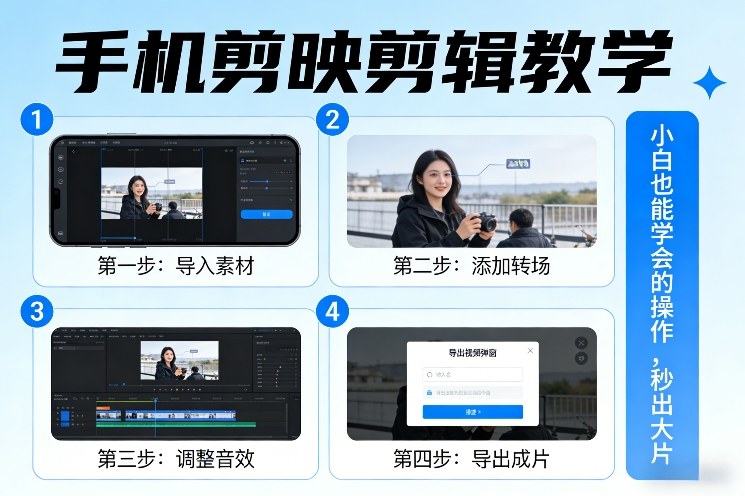 手机剪映剪辑教学，小白也能学会的操作，秒出大片-齐力副业