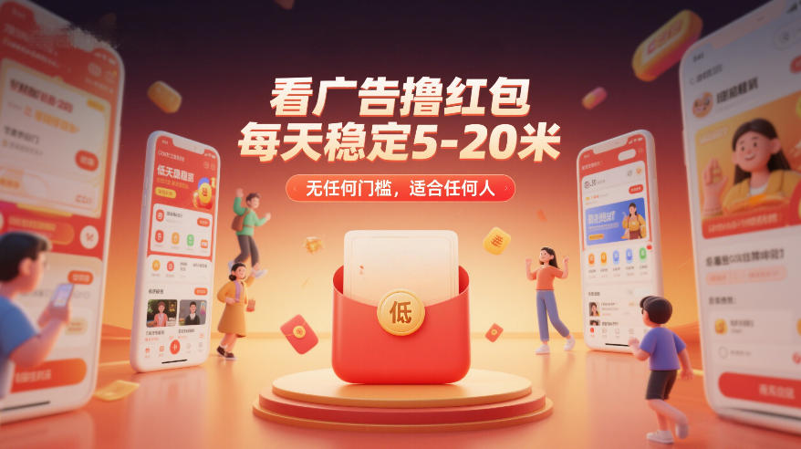 看广告撸红包，每天稳定5-20米，无任何门槛，适合任何人-齐力副业