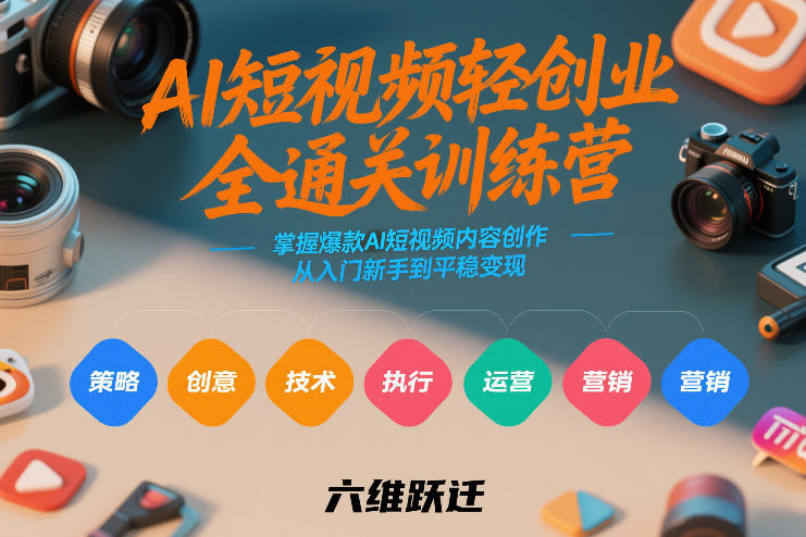AI短视频轻创业全通关训练营，掌握爆款AI短视频内容创作，从入门新手到平稳变现的六维跃迁-齐力副业