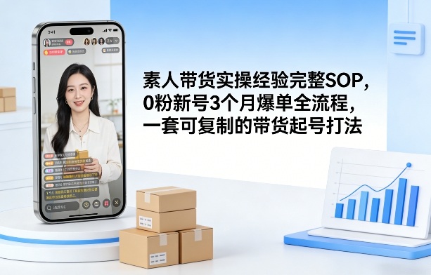 素人短视频带货实操经验完整SOP，0粉新号3个月爆单全流程，一套可复制的带货起号打法-齐力副业