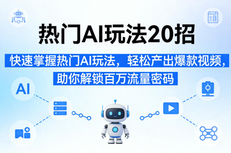 热门AI玩法20招，快速掌握热门AI玩法，轻松产出爆款视频，助你解锁百万流量密码-齐力副业