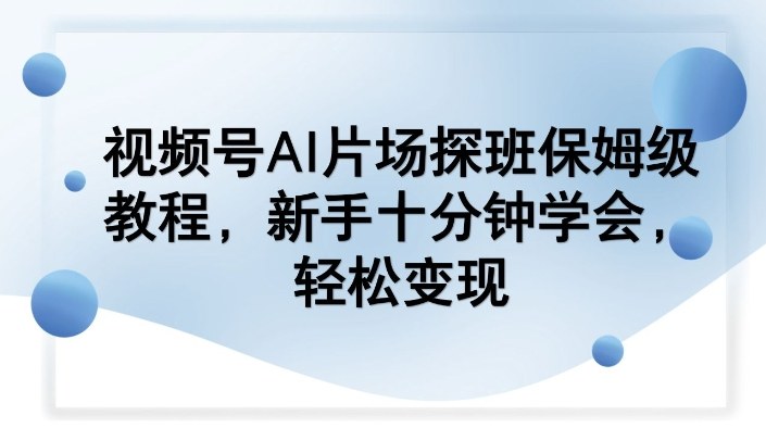 视频号AI片场探班保姆级教程，新手十分钟学会，轻松变现-齐力副业