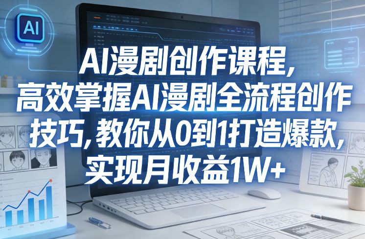 某社群AI漫剧创作课程，高效掌握AI漫剧全流程创作技巧，教你从0到1打造爆款，实现月收益1W+-齐力副业