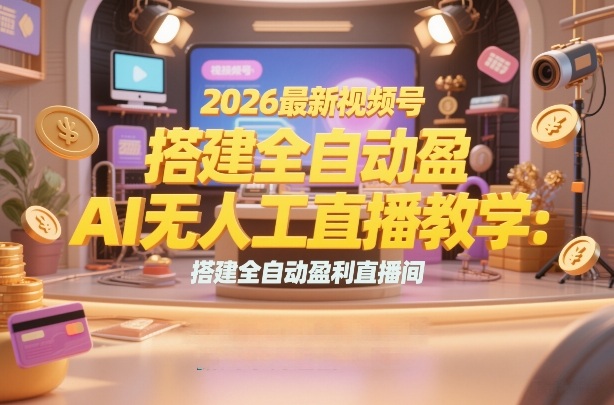2026最新视频号AI无人直播教学：搭建全自动盈利直播间，低成本开启副业变现-齐力副业