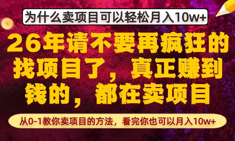 为什么真正賺到钱的都在卖项目，从0-1教你卖项目的方法，看完你也可以月入10w+【揭秘】-齐力副业