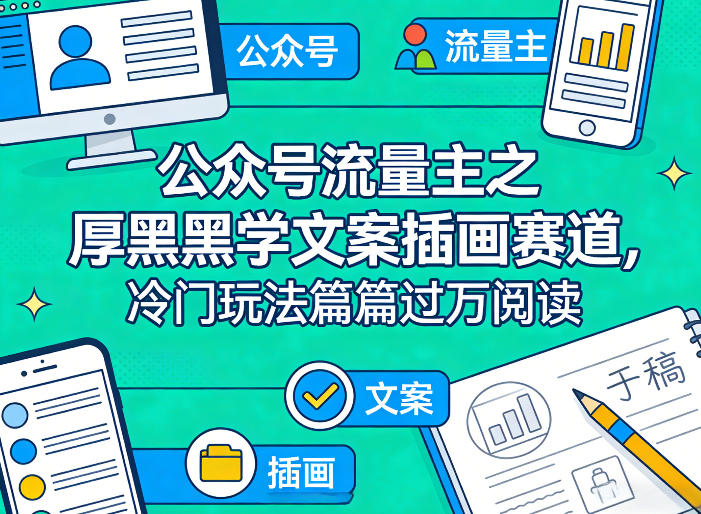 公众号流量主之厚黑学文案插画赛道，冷门玩法篇篇过万阅读-齐力副业