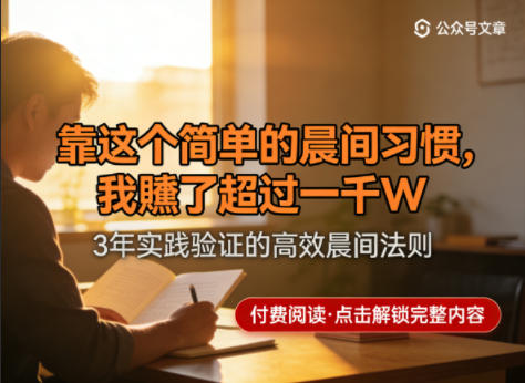 某公众号付费文章：靠这个简单的晨间习惯，我賺了超过一千W-齐力副业
