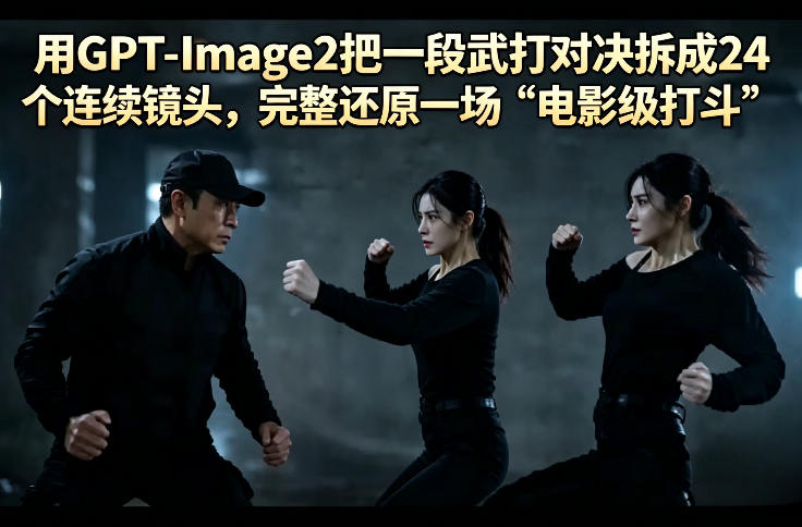 用GPT-Image2把一段武打对决拆成24个连续镜头，完整还原一场“电影级打斗”-齐力副业
