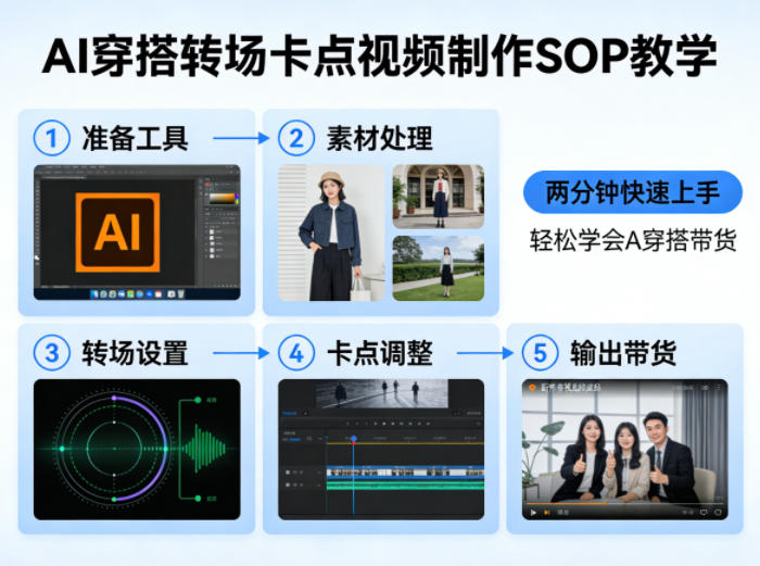 AI穿搭转场卡点视频制作SOP教学，两分钟快速上手，轻松学会AI穿搭带货-齐力副业