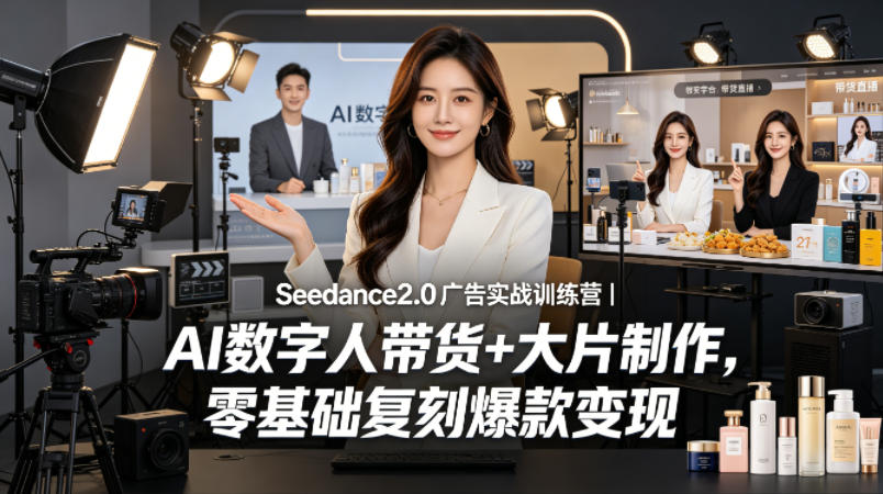 Seedance2.0广告实战训练营｜AI数字人带货+大片制作，零基础复刻爆款变现-齐力副业