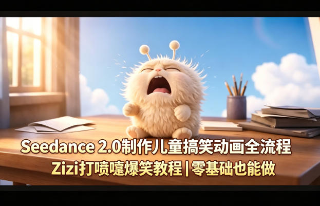 Seedance 2.0制作儿童搞笑动画全流程Zizi打喷嚏爆笑教程｜零基础也能做-齐力副业