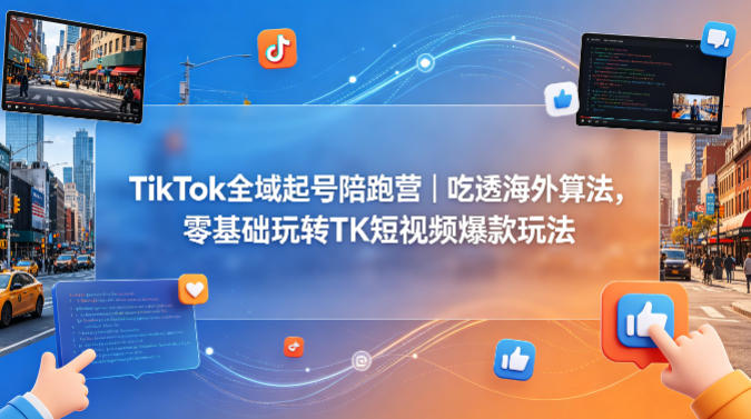 TikTok全域起号陪跑营｜吃透海外算法，零基础玩转TK短视频爆款玩法-齐力副业