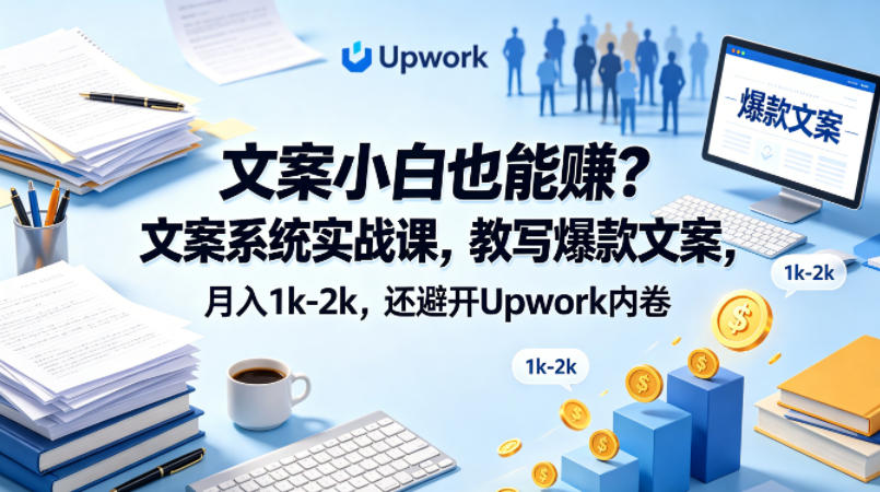 文案小白也能賺？文案系统实战课，教写爆款文案，月入1k-2k，还避开Upwork内卷【原创双语字幕】-齐力副业