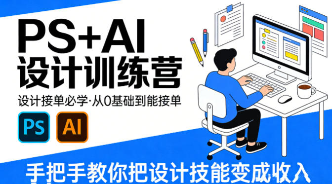 设计接单必学，PS+AI设计训练营，从0基础到能接单，手把手教你把设计技能变成收入-齐力副业