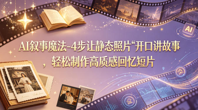 AI叙事魔法-4步让静态照片“开口讲故事”，轻松制作高质感回忆短片-齐力副业