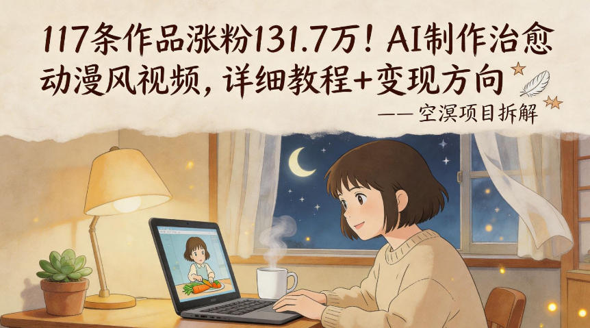 117条作品涨粉131.7W！AI制作治愈动漫风视频，详细教程+变现方向-齐力副业