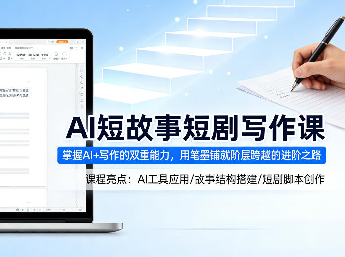 AI短故事短剧写作课，掌握AI+写作的双重能力，用笔墨铺就阶层跨越的进阶之路-齐力副业