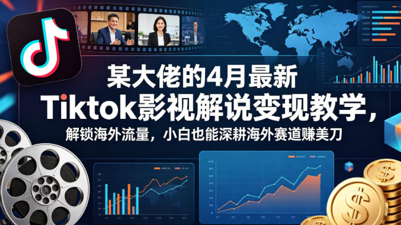 某大佬的4月最新Tiktok影视解说变现教学，解锁海外流量，小白也能深耕海外赛道賺美刀-齐力副业
