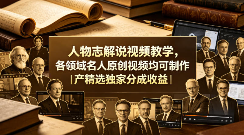人物志解说视频教学，各领域名人原创视频均可制作丨精选独家分成收益-知行副业网