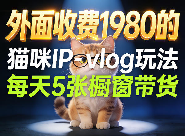 宠物赛道猫咪IP-vlog玩法，26条视频涨粉29W，每天5张橱窗带货拆解-齐力副业