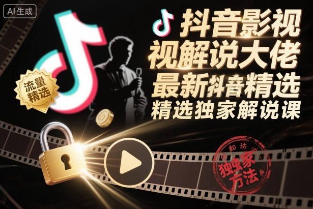 抖音影视解说大佬最新抖音进精选和独家方法，精选独家解说课（更新26年3月）-齐力副业