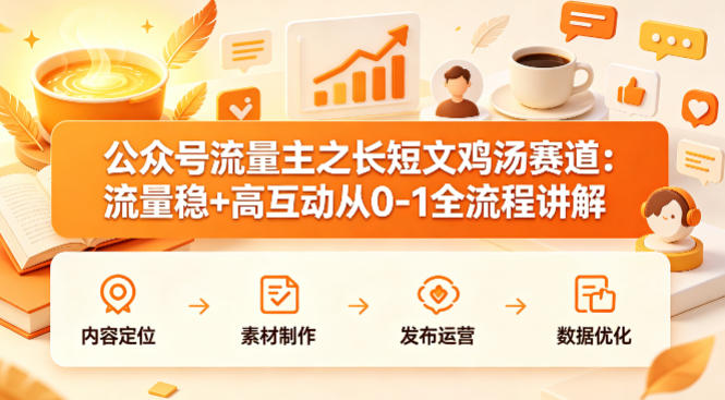 公众号流量主之长短文鸡汤赛道，流量稳+高互动，从0-1全流程讲解-齐力副业