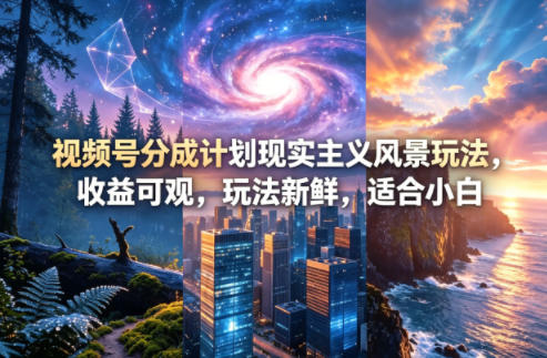 视频号分成计划现实主义风景玩法，收益可观，玩法新鲜，适合小白-齐力副业