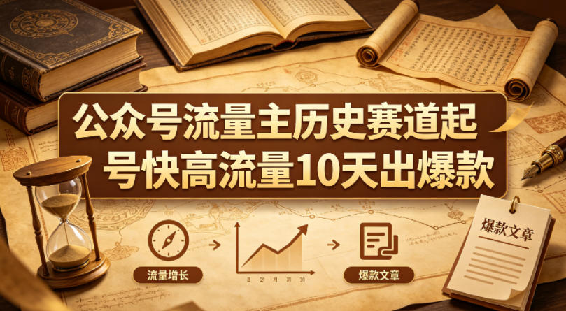 公众号流量主之历史赛道，起号快+高流量，10天就能出爆款！-齐力副业