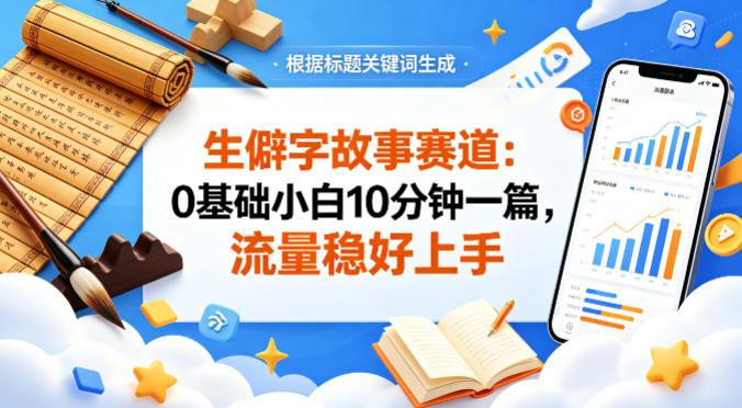 公众号流量主——生僻字故事赛道，流量稳，好上手，0基础小白也能10分钟一篇-齐力副业