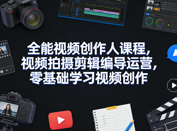全能视频创作人课程，视频拍摄剪辑编导运营，零基础学习视频创作（更新2026年4月）-齐力副业