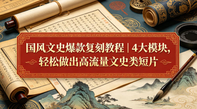 国风文史爆款复刻教程｜4大模块，轻松做出高流量文史类短片-齐力副业