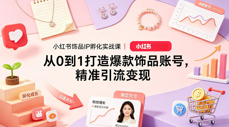 小红书饰品IP孵化实战课｜从0到1打造爆款饰品账号，精准引流变现-齐力副业