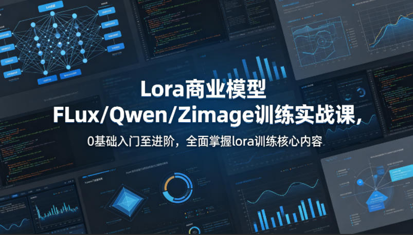 系统性学习Lora商业模型FLux／Qwen／Zimage训练实战课，0基础入门至进阶，全面掌握lora训练核心内容-齐力副业