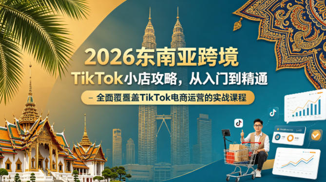 2026东南亚跨境TikTok小店攻略，从入门到精通、全面覆盖TikTok电商运营的实战课程（更新4月）-齐力副业