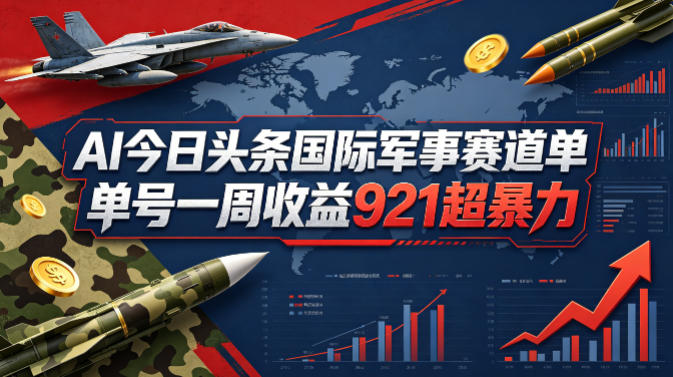 AI今日头条国际军事赛道，单号一周收益921，超暴力-齐力副业