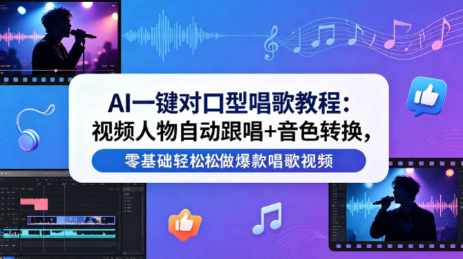 AI一键对口型唱歌教程：视频人物自动跟唱+音色转换，零基础轻松做爆款唱歌视频-齐力副业