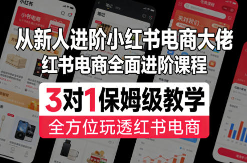 从新人进阶小红书电商大佬，红书电商全面进阶课程，3对1保姆级教学，全方位玩透红书电商-齐力副业