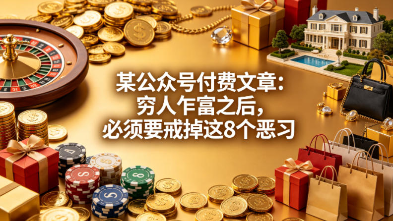 某公众号付费文章：穷人乍富之后，必须要戒掉这8个恶习-齐力副业