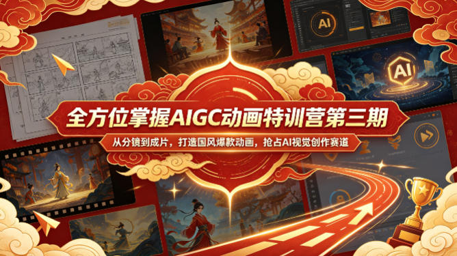 全方位掌握AIGC动画特训营第三期，从分镜到成片，打造国风爆款动画，抢占AI视觉创作赛道红利-齐力副业
