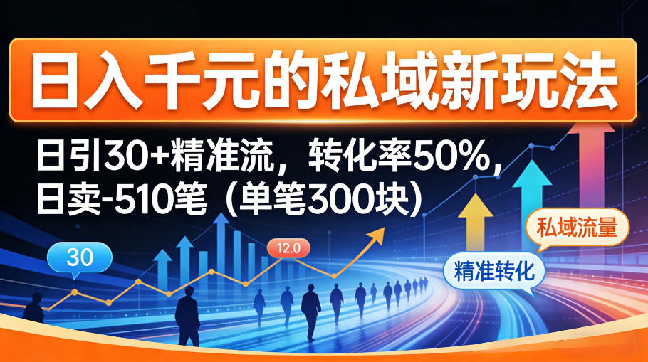 日入千米的私域新玩法：日引30＋精准流，转化率50%，日卖5-10笔（单笔300米）-齐力副业
