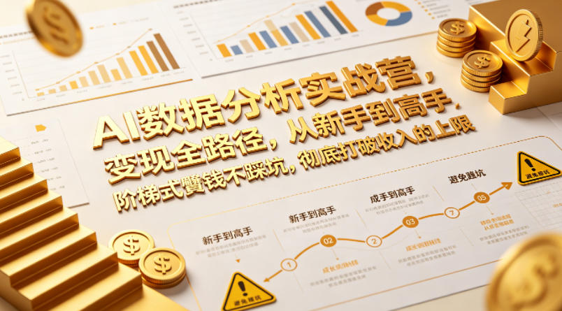 AI数据分析实战营，变现全路径，从新手到高手，阶梯式賺钱不踩坑，彻底打破收入的上限-齐力副业