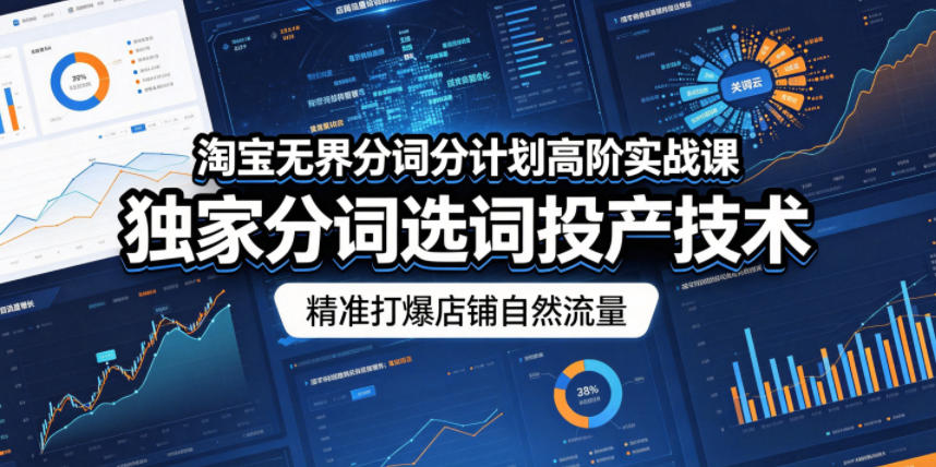 淘宝无界分词分计划高阶实战课，独家分词选词投产技术，精准打爆店铺自然流量-齐力副业