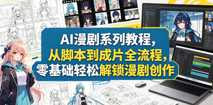 AI漫剧系列教程,从脚本到成片全流程,零基础轻松解锁漫剧创作-齐力副业