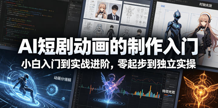 AI短剧动画的制作入门，小白入门到实战进阶，零起步到独立实操-齐力副业