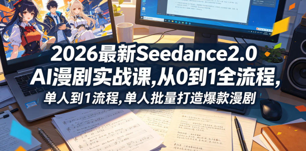 2026最新Seedance2.0 AI漫剧实战课,，从0到1全流程，单人批量打造爆款漫剧-齐力副业